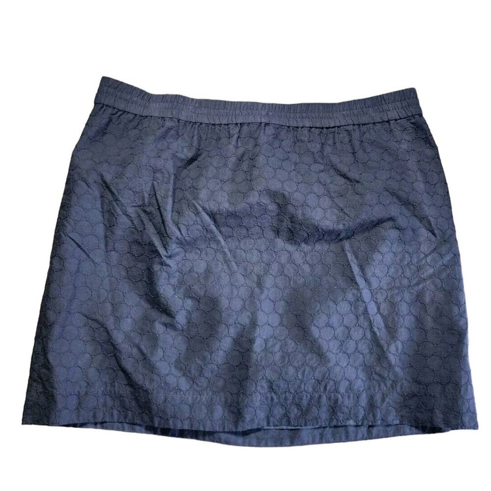 Talbots Mini Skirt Plus Size 3X Navy‎ Blue Textured Stretch Waist